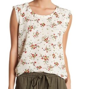 Pleione Ivory Floral Sleeveless Top